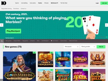 10Bet Casino Homepage Preview