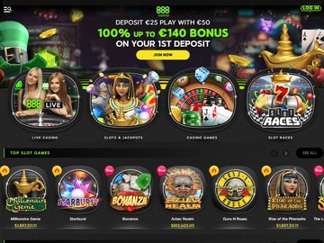 888 Casino Homepage Preview