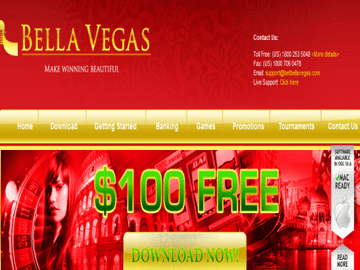 Bella Vegas Casino Homepage Preview