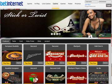 Bet Internet Casino Homepage Preview