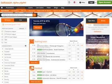 Betsson Homepage Preview