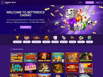 Better Dice Casino Homepage Preview