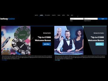 Betway Casino Homepage Preview