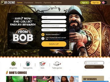 Bob Casino Homepage Preview