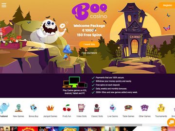 Boo Casino Homepage Preview