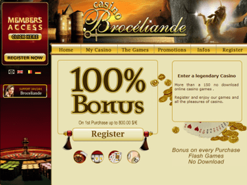 Broceliande Casino Homepage Preview