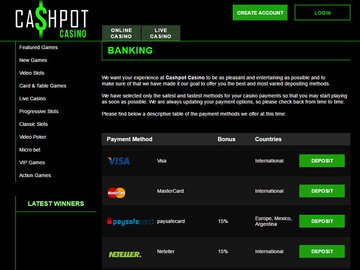 Cashpot Casino Cashier Preview