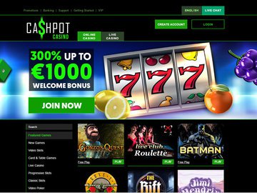 Cashpot Casino Homepage Preview