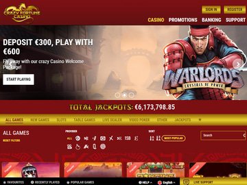 Casino Crazy Fortune Homepage Preview