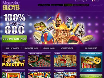 Casino Majestic Slots Homepage Preview