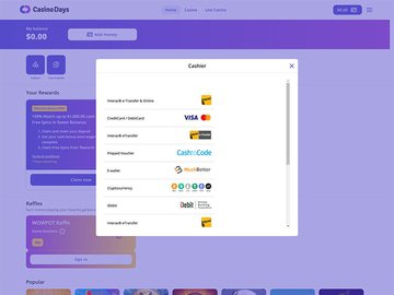 CasinoDays Casino Cashier Preview