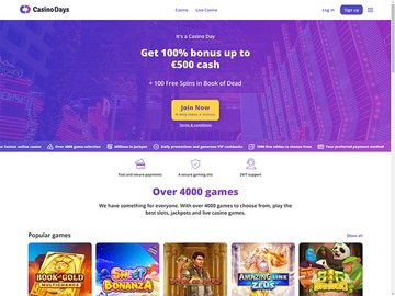 CasinoDays Casino Homepage Preview