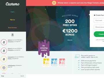 Casumo Casino Homepage Preview