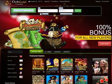 Club Gold Casino Homepage Preview