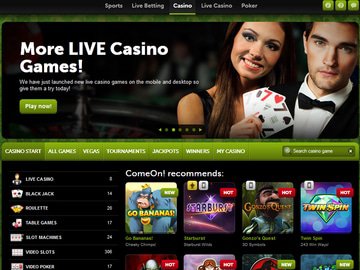 Come On Casino Homepage Preview