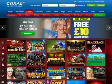 Coral Casino Homepage Preview