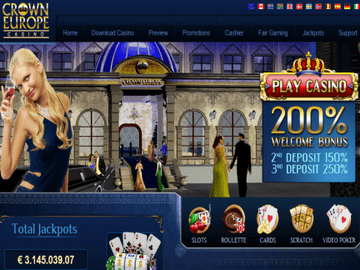 Crown Europe Casino Homepage Preview