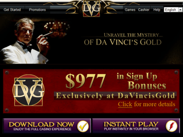 Davincis Gold Casino Homepage Preview