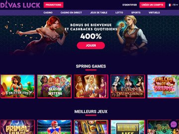Divas Luck Casino Homepage Preview