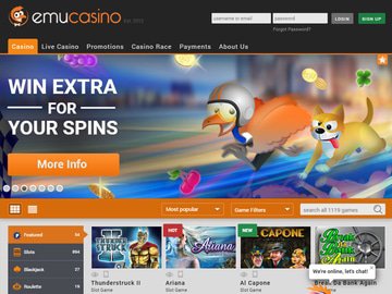 Emu Casino Homepage Preview