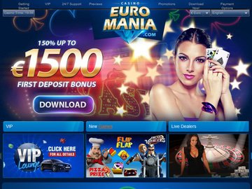 Euro Mania Casino Homepage Preview