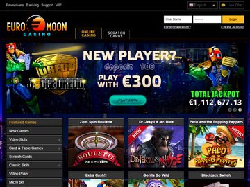 Euro Moon Casino Homepage Preview