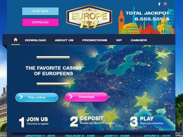 Europe777 Casino Homepage Preview