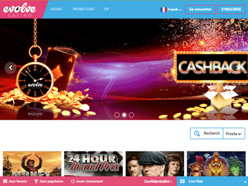 Evolve Casino Homepage Preview