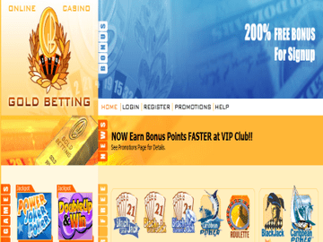 Gold Betting Casino Homepage Preview