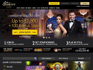 Grand Ivy Casino Homepage Preview