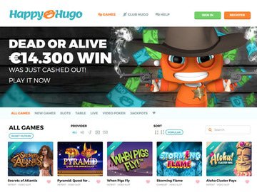 Happy Hugo Casino Homepage Preview