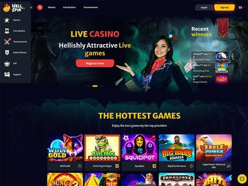 Hell Spin Casino Homepage Preview