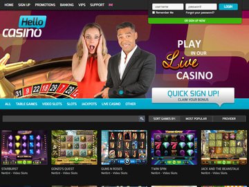 Hello Casino Homepage Preview