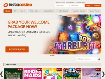 InstaCasino Homepage Preview