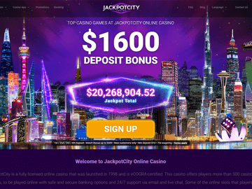 Jackpot City Homepage Preview