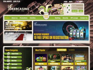Joker Casino Homepage Preview