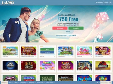 LaVida Casino Homepage Preview