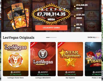 Leo Vegas Casino Homepage Preview