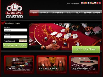 Lucky Live Casino Homepage Preview
