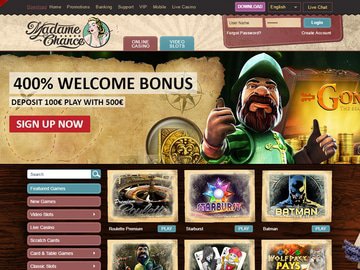 Madame Chance Casino Homepage Preview