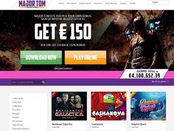 Major Tom Casino Homepage Preview