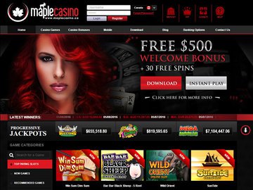 Maple Casino Homepage Preview