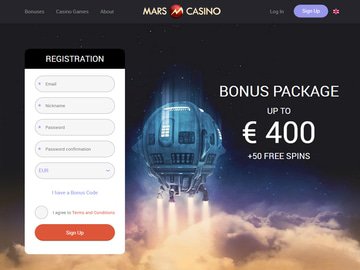 Mars Casino Homepage Preview