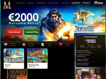 Mega Casino Homepage Preview