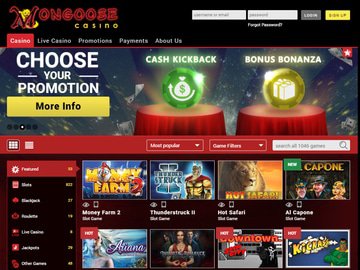 Mongoose Casino Homepage Preview