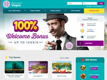 Monsieur Vegas Casino Homepage Preview