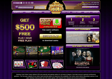 Mummys Gold Casino Homepage Preview