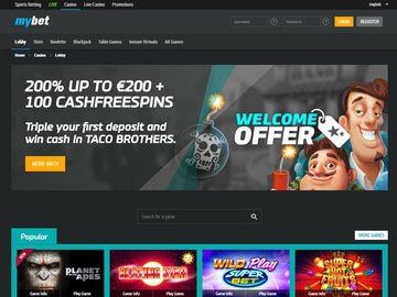 Mybet Casino Homepage Preview