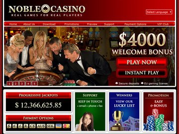 Noble Casino Homepage Preview