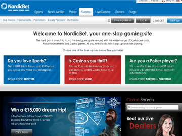 Nordicbet Casino Homepage Preview